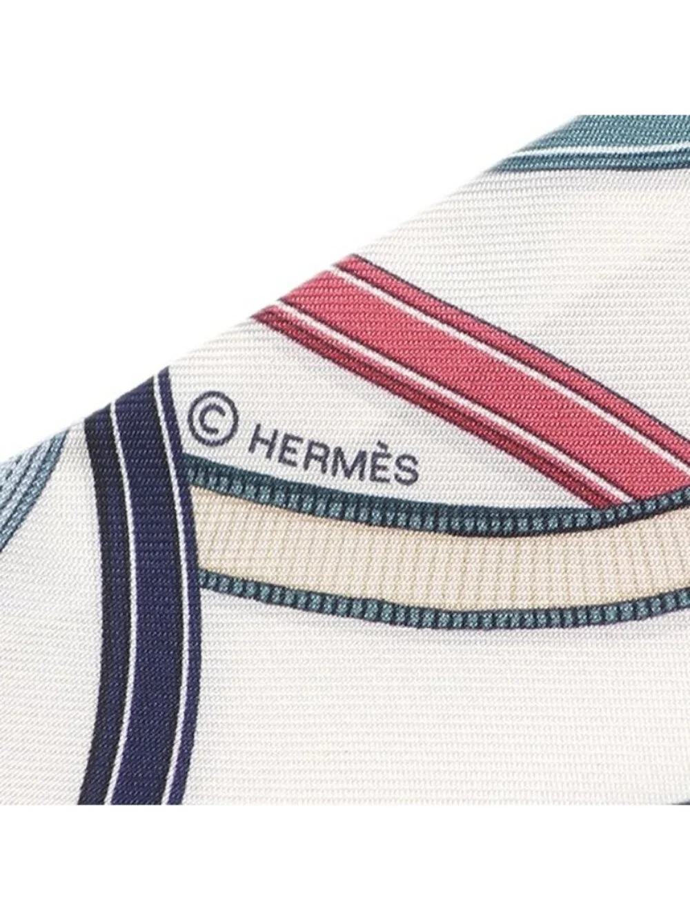 Hermes Scarf Twill Silk White Blue Jean Bois de Rose Harnais Legendaire